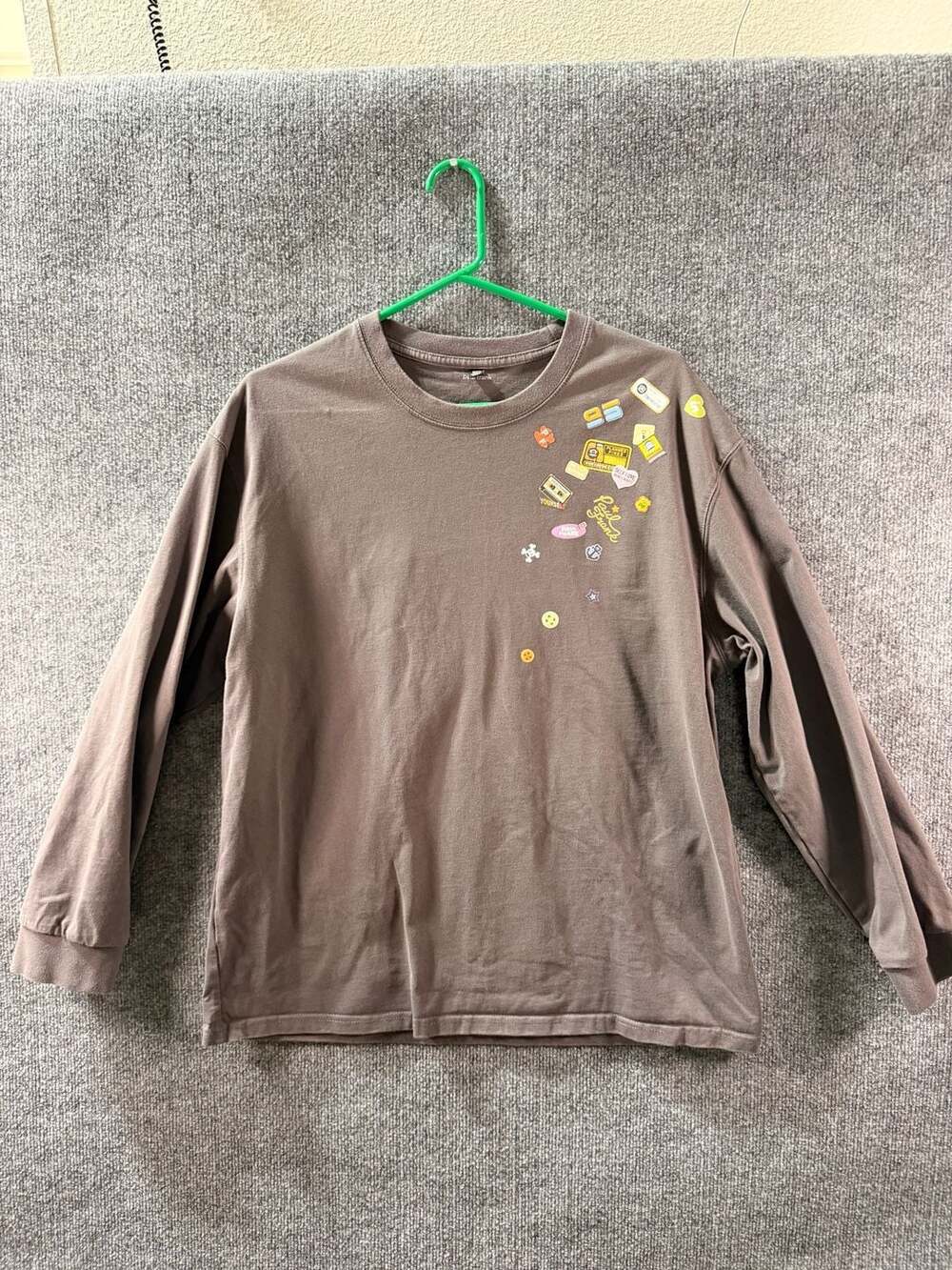 Paul Frank Graphic Long Sleeve T-Shirt with Multi-Patch Details, Brown